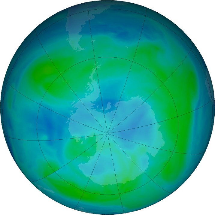 Antarctic ozone map for 23 January 2021